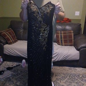 Elegant Black and Gold Evening Gown